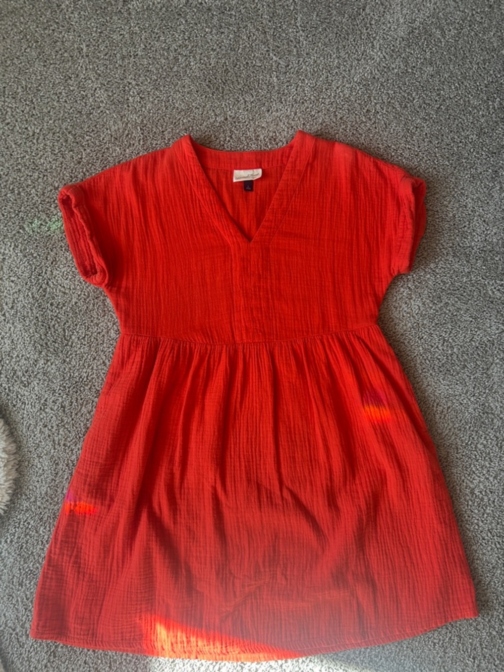 Universal Thread Red V-Neck Casual Short-Sleeve Dress